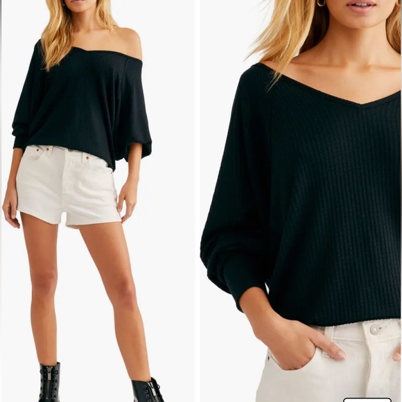 NWT Free People We The Free Santa Clara Thermal - Black - Small, Medium, Large - Picture 2 of 5